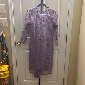 Lavender Floral Embroidered Dress